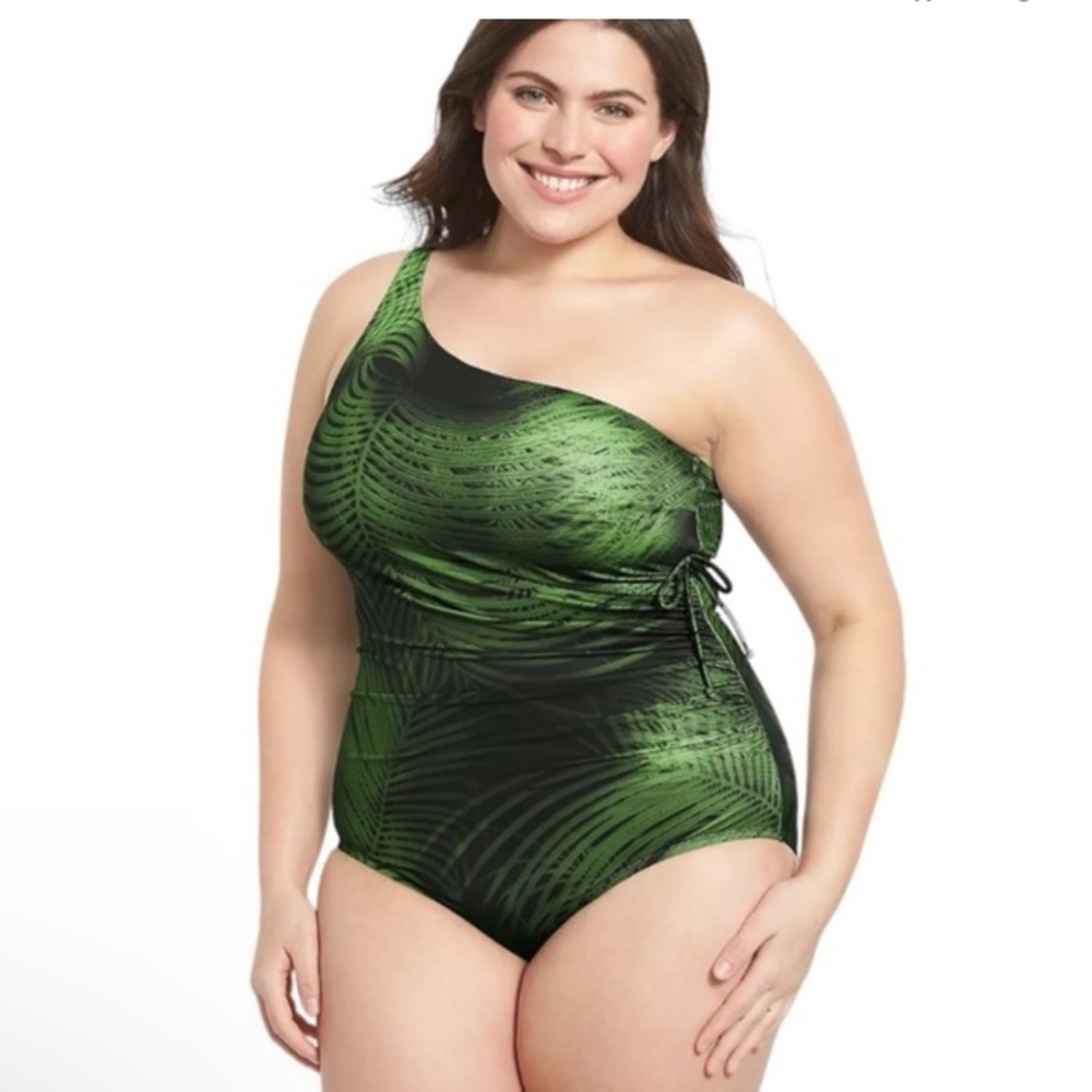 Lane Bryant Cacique size 12
Asymmetrical One Piece in Breezy Palms
